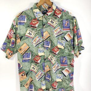 K.A.D. Clothing Short Sleeve Button Front Hawaiian Shirt Men's Large Multicolor
